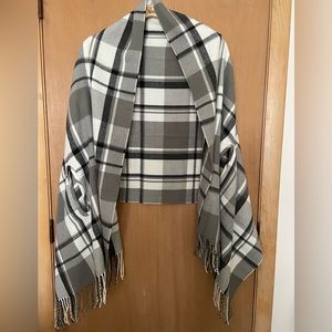 J Crew shawl, OS, Black and White Tartan